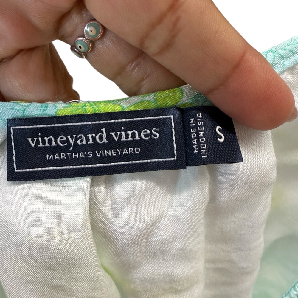 Vineyard Vines Sydney Mini Dress Womens S Blue Floral Smocked Tencel Puff Sleeve - Picture 5 of 6